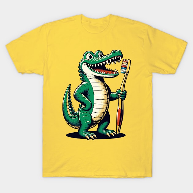 Aligator with toothbrush T-Shirt by Art_Boys